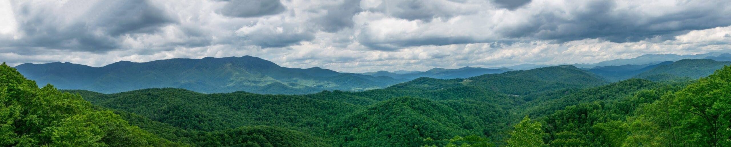 Panoramic view of Mt. Mitchell and the Black Mountains. Merged five pictures together.