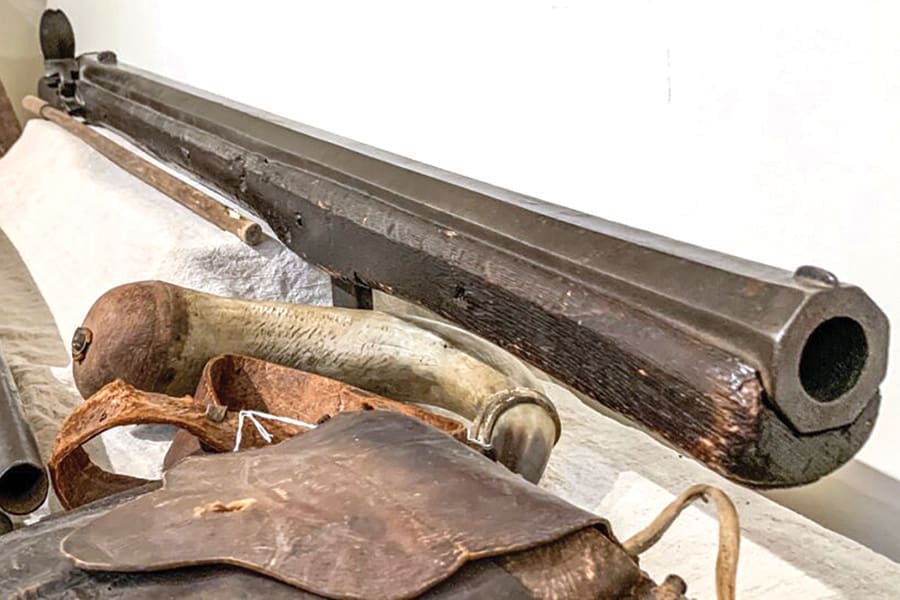 This 18th century “wall gun” meant for use mounted on the wall of a fort, was allegedly grabbed by Dick Pointer at Fort Donnally when the Shawnee attacked in 1778.