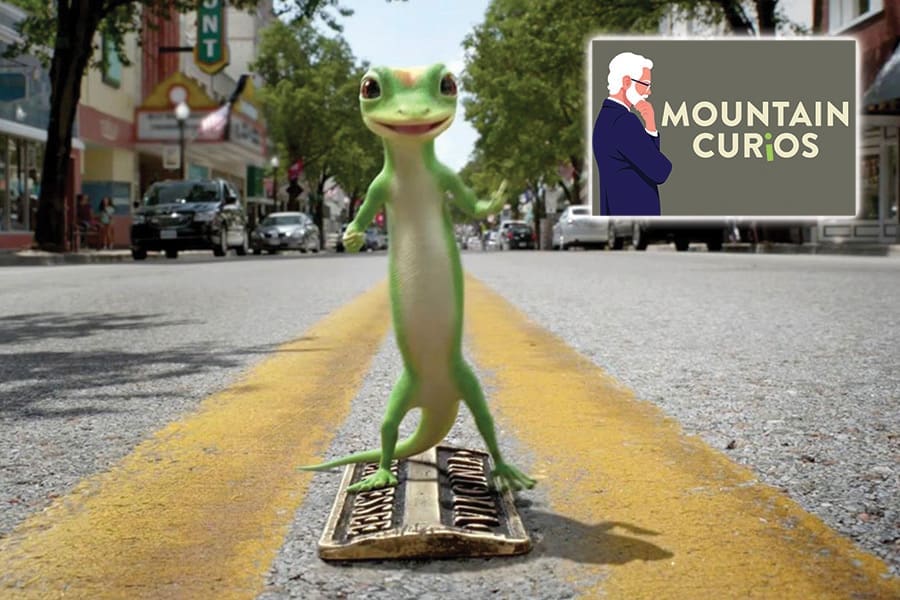 The GEICO gecko was the star of an ad that played on the two-state nature of Bristol, Tennessee-Virginia’s State Street, the center of which is the border between the two states.
