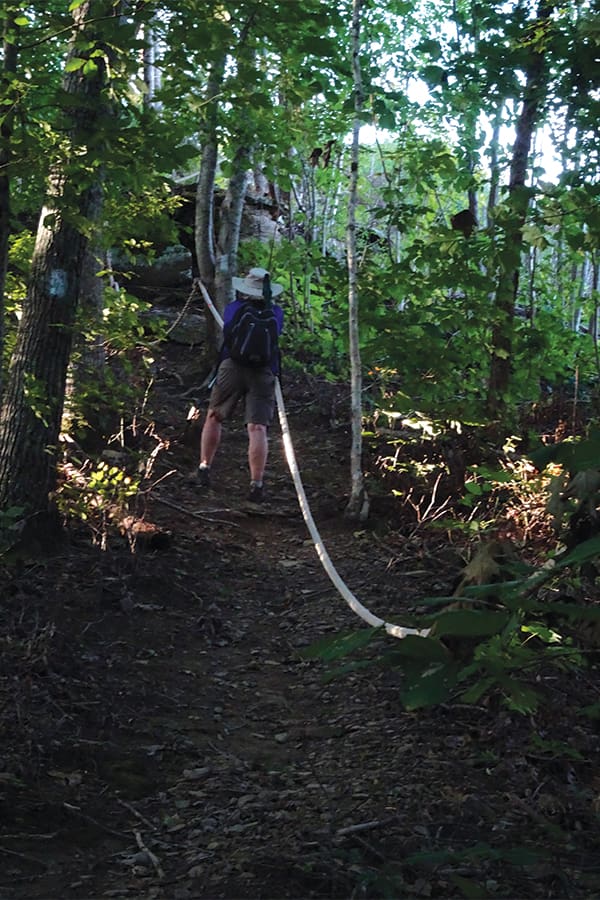 Ropes are helpful at some ascents along the trail.