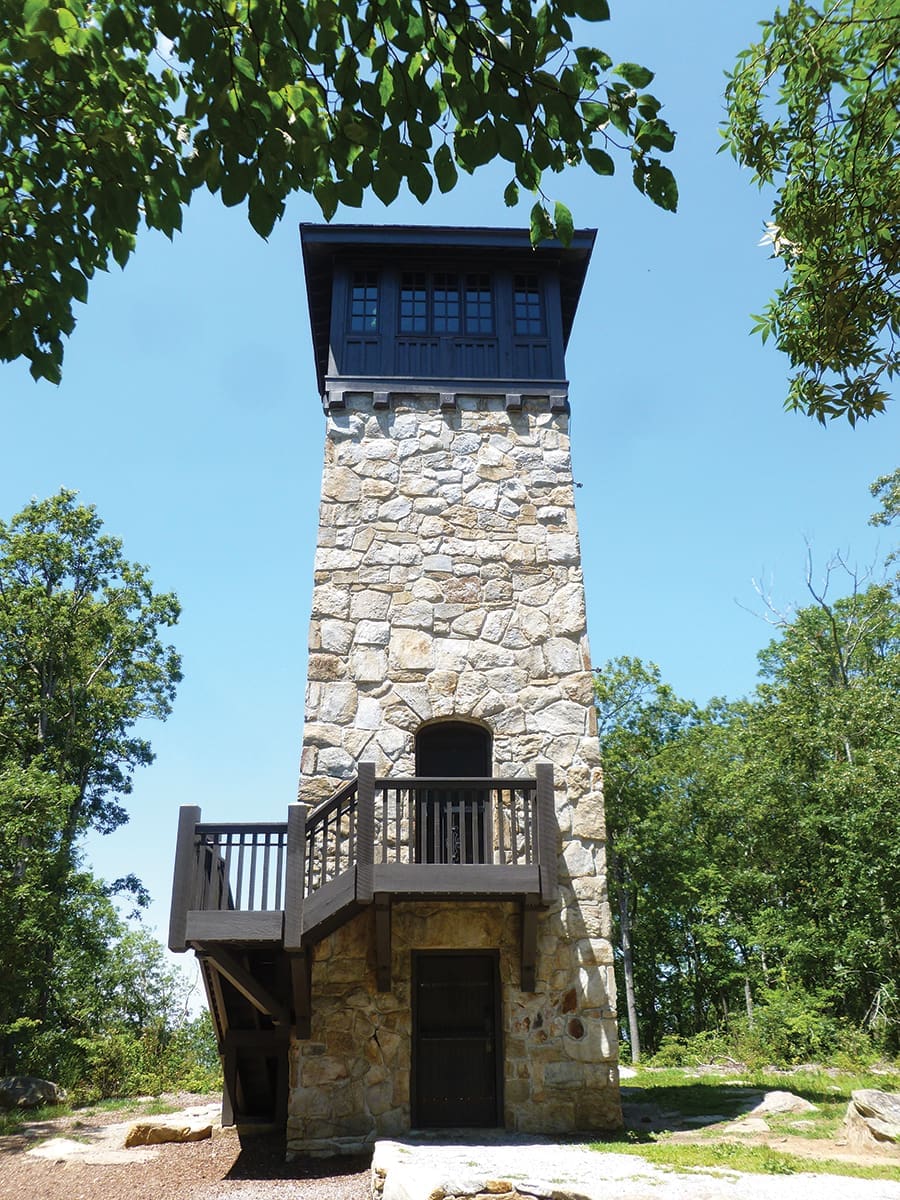 The stone fire tower is part of the extensive CCC work.