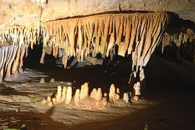 Formations inside Luray Caverns include “The World’s Largest and Dirtiest Pair of False Teeth.”